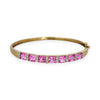 GOLD DEAL | 9ct (9K) Gold Refurbished Pink Sapphire & Diamond Oval Bangle 64.3mm Valuation $3,200