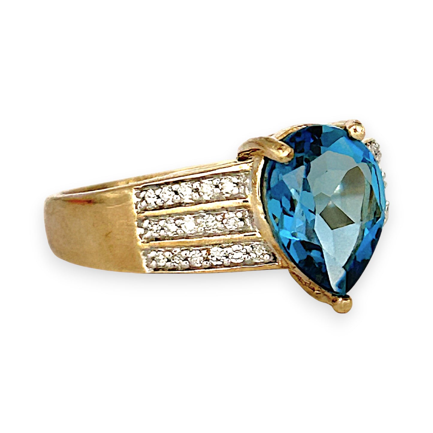 GOLD DEAL | 9ct (9K) Gold Refurbished Topaz & Diamond Dress Ring Size P Valuation $1,700