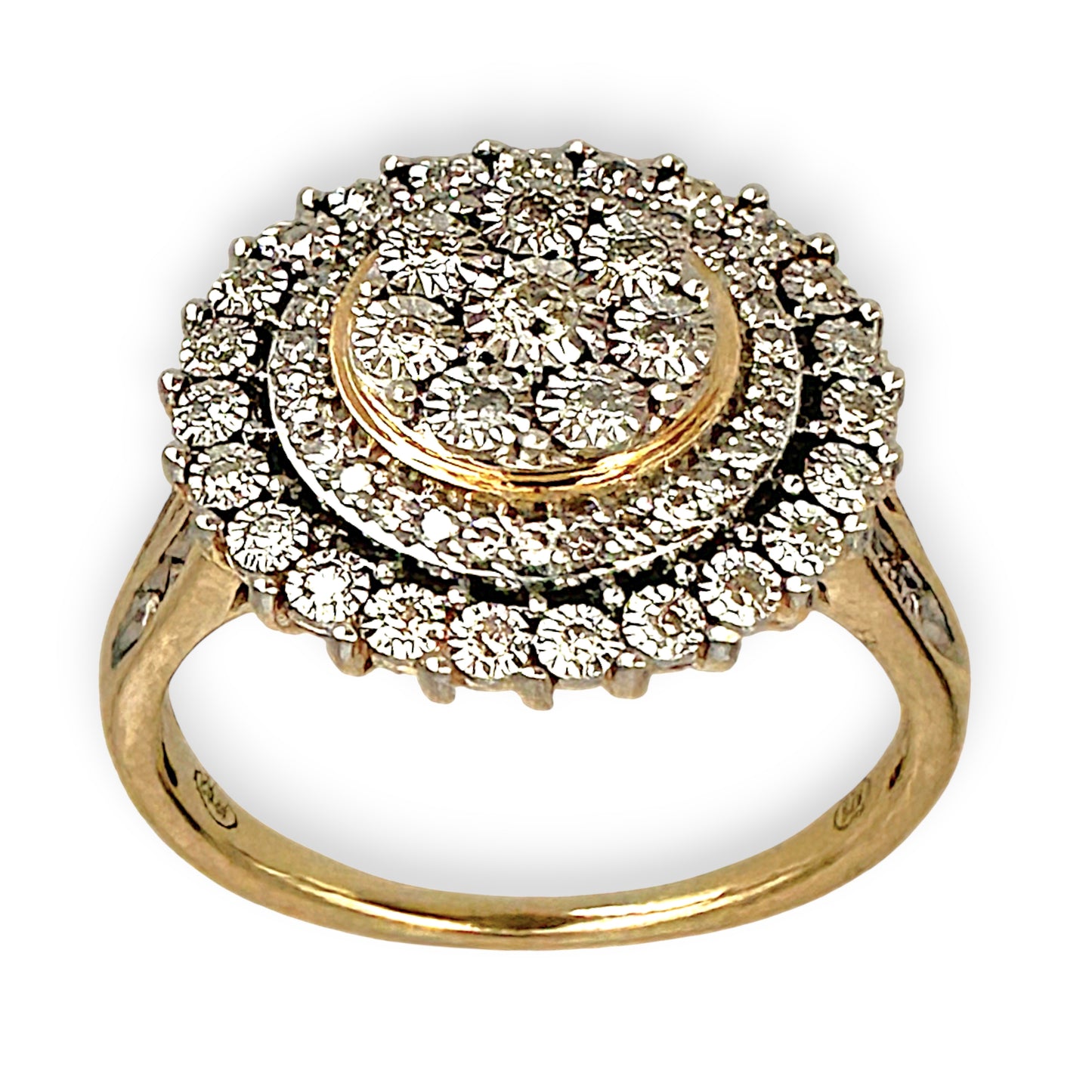 GOLD DEAL | 9ct (9K) Gold Cocktail Diamond 0.50ct Halo Cluster Ring Valuation $2,350