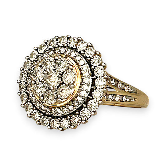 GOLD DEAL | 9ct (9K) Gold Cocktail Diamond 0.50ct Halo Cluster Ring Valuation $2,350