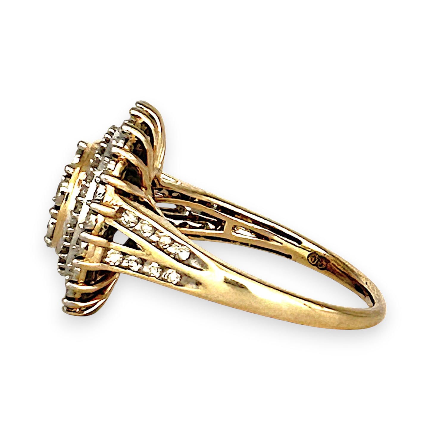 GOLD DEAL | 9ct (9K) Gold Cocktail Diamond 0.50ct Halo Cluster Ring Valuation $2,350