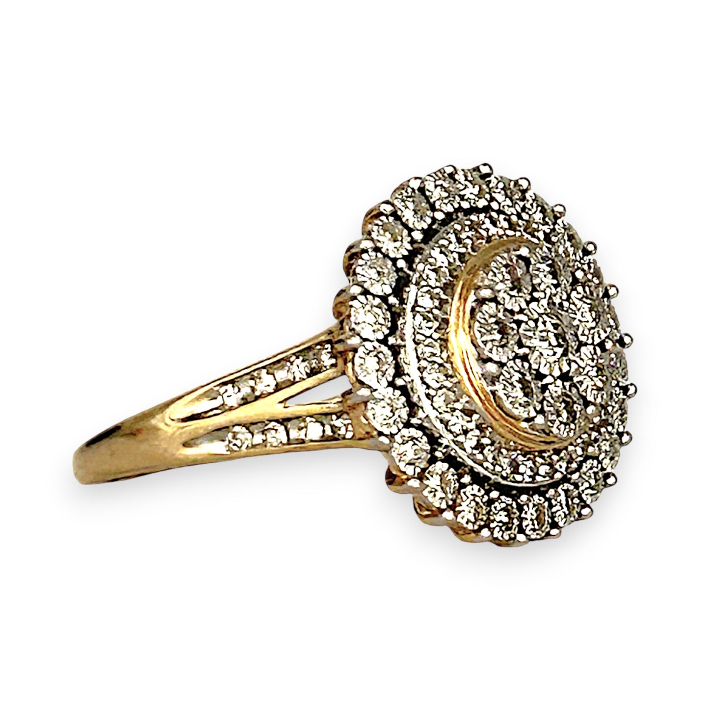 GOLD DEAL | 9ct (9K) Gold Cocktail Diamond 0.50ct Halo Cluster Ring Valuation $2,350