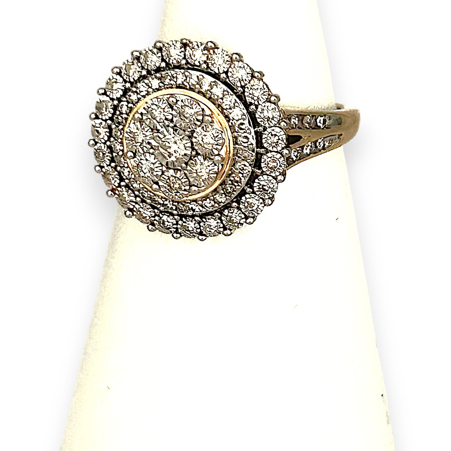 GOLD DEAL | 9ct (9K) Gold Cocktail Diamond 0.50ct Halo Cluster Ring Valuation $2,350