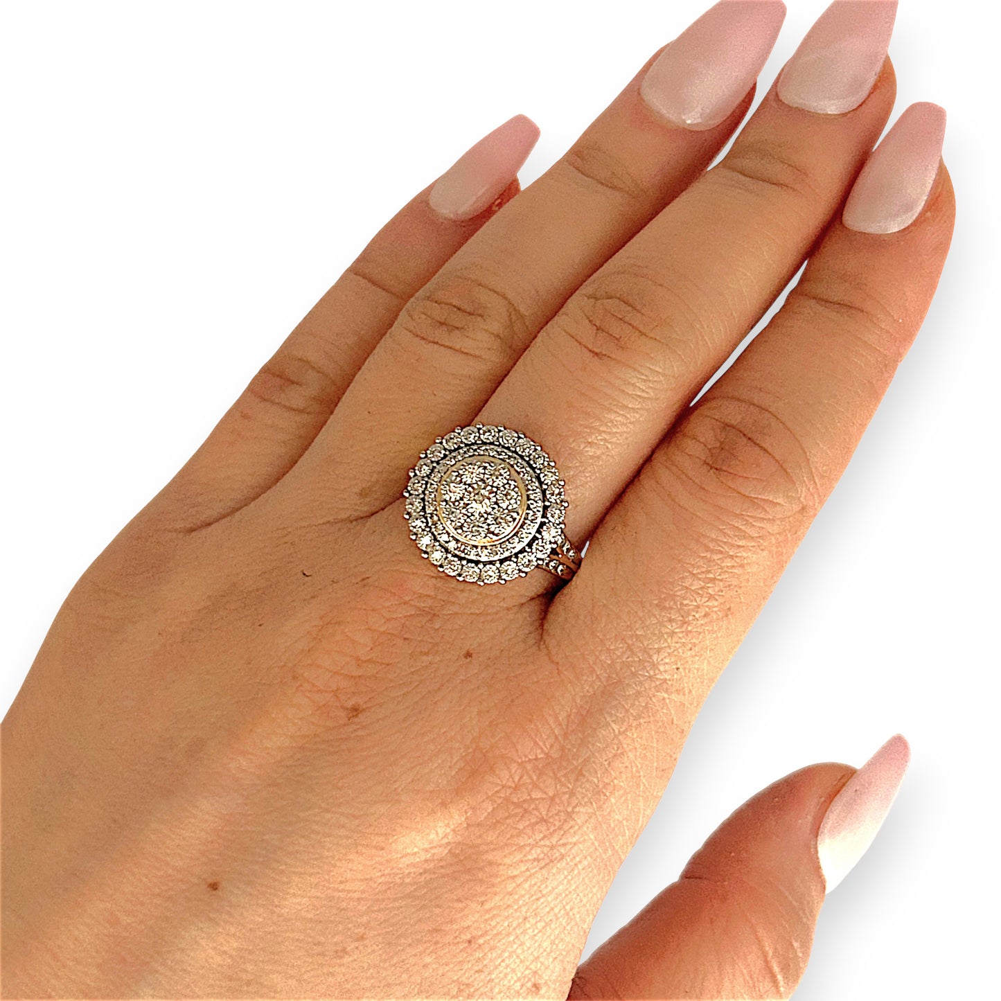 GOLD DEAL | 9ct (9K) Gold Cocktail Diamond 0.50ct Halo Cluster Ring Valuation $2,350
