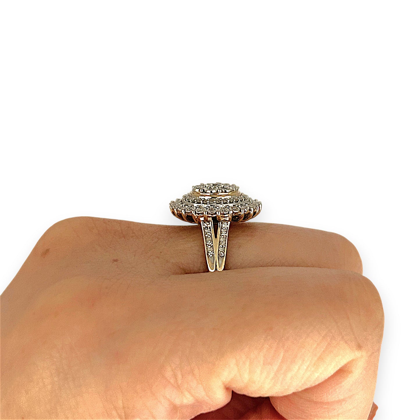 GOLD DEAL | 9ct (9K) Gold Cocktail Diamond 0.50ct Halo Cluster Ring Valuation $2,350