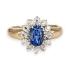 GOLD DEAL | 9ct (9K) Gold Heritage Sparkle Sapphire & Diamond Halo Ring Valuation $3,500