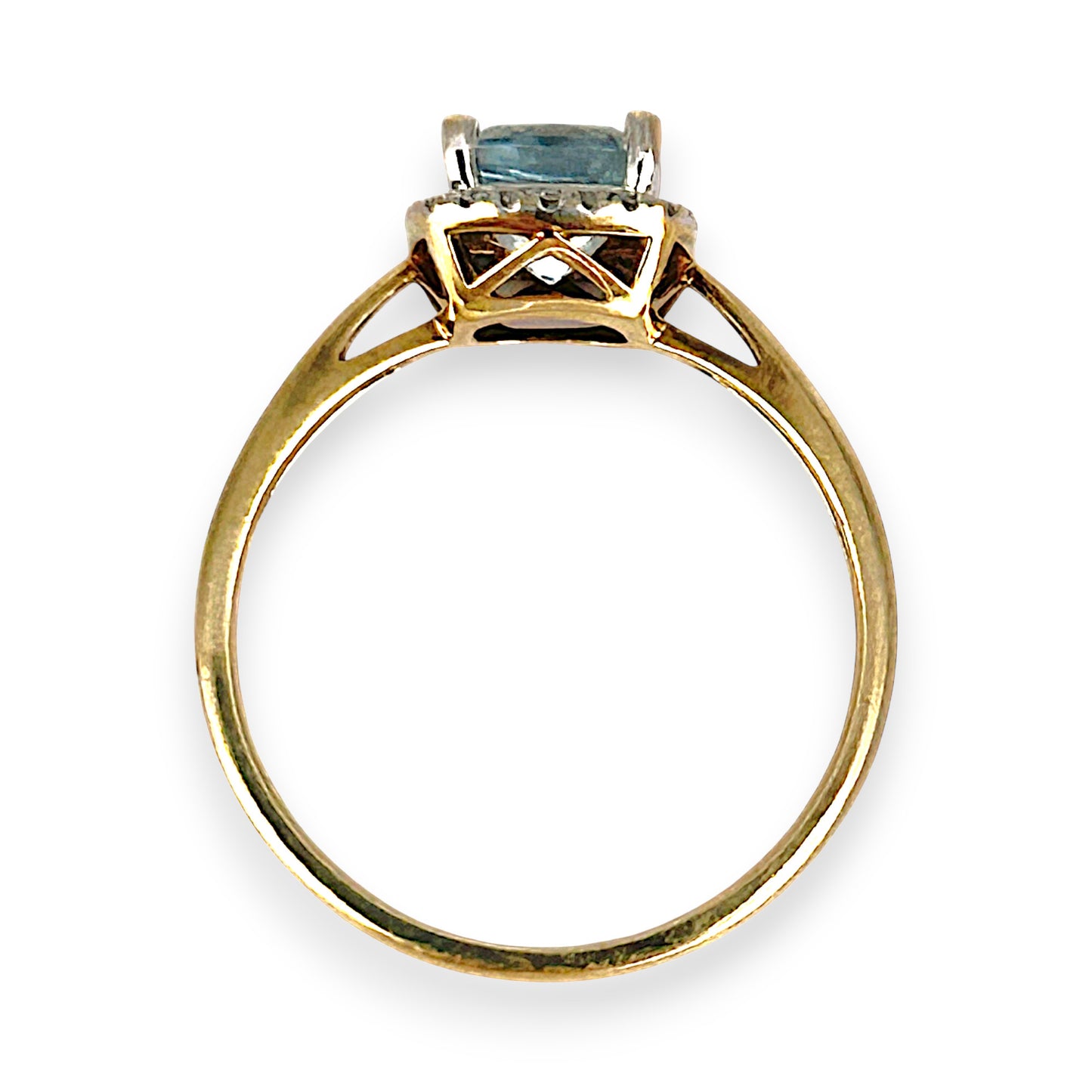GOLD DEAL | 9ct (9K) Gold Affluent Elegance Aquamarine & Diamond Cluster Ring Valuation $1,100