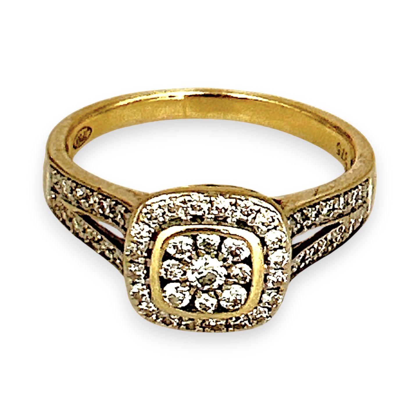 GOLD DEAL | 9ct (9K) Gold Regal Cluster 0.50ct Diamond Ring Valuation $2,275