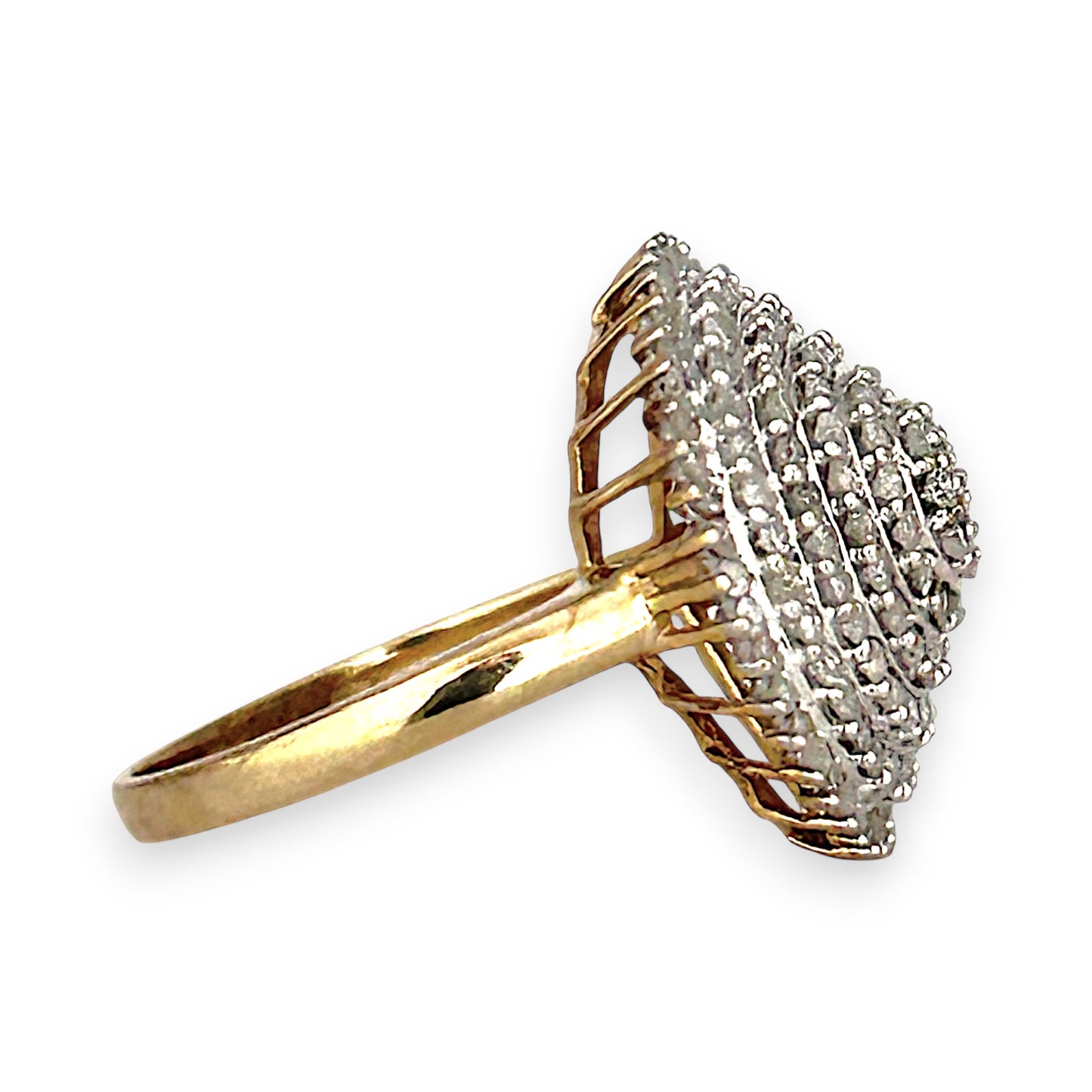 GOLD DEAL | 9ct (9K) Gold Radiant Grandeur 1ct Diamond Dome Ring Valuation $1,650