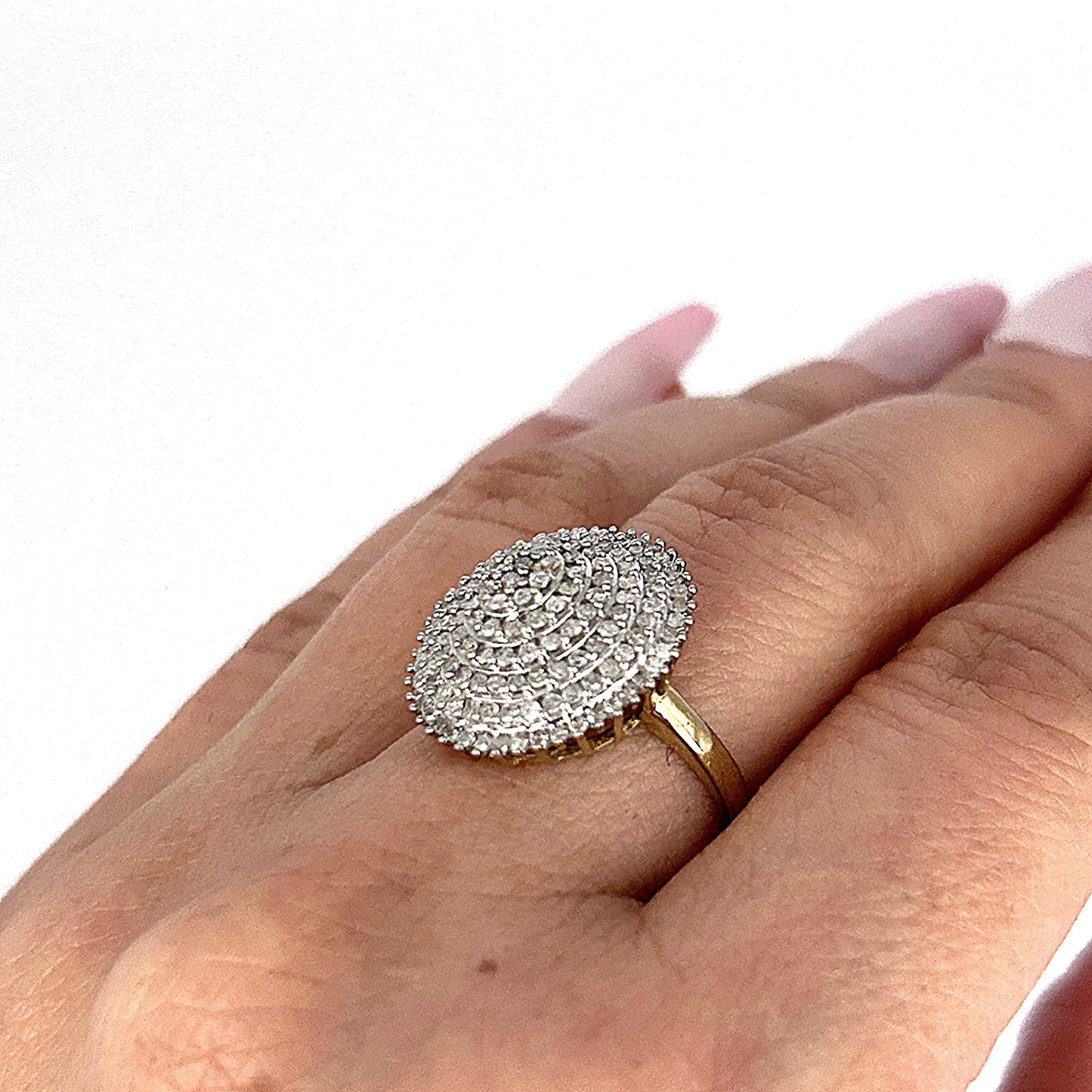 GOLD DEAL | 9ct (9K) Gold Radiant Grandeur 1ct Diamond Dome Ring Valuation $1,650