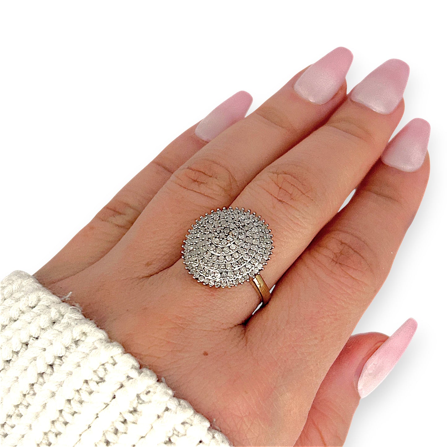 GOLD DEAL | 9ct (9K) Gold Radiant Grandeur 1ct Diamond Dome Ring Valuation $1,650