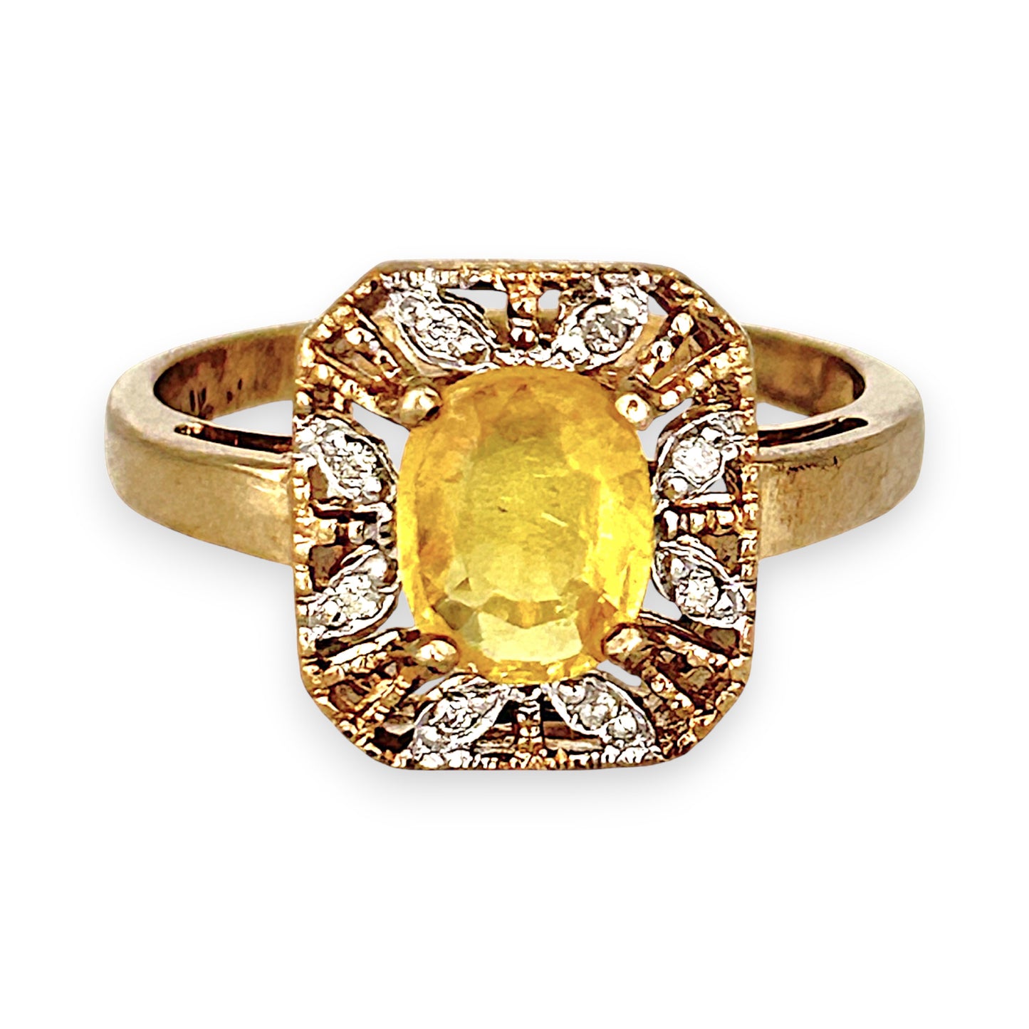 GOLD DEAL | 9ct (9K) Gold Regal Yellow Sapphire & Diamond Cluster Ring Valuation $2,200