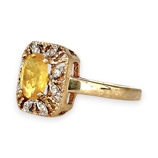 GOLD DEAL | 9ct (9K) Gold Regal Yellow Sapphire & Diamond Cluster Ring Valuation $2,200