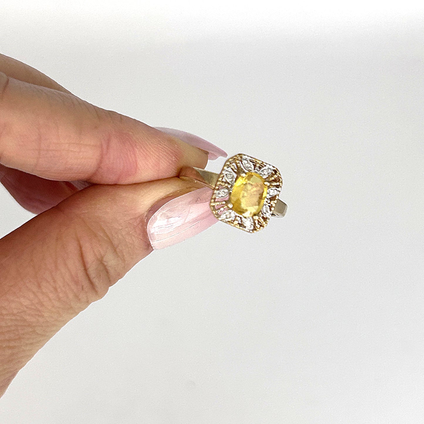 GOLD DEAL | 9ct (9K) Gold Regal Yellow Sapphire & Diamond Cluster Ring Valuation $2,200