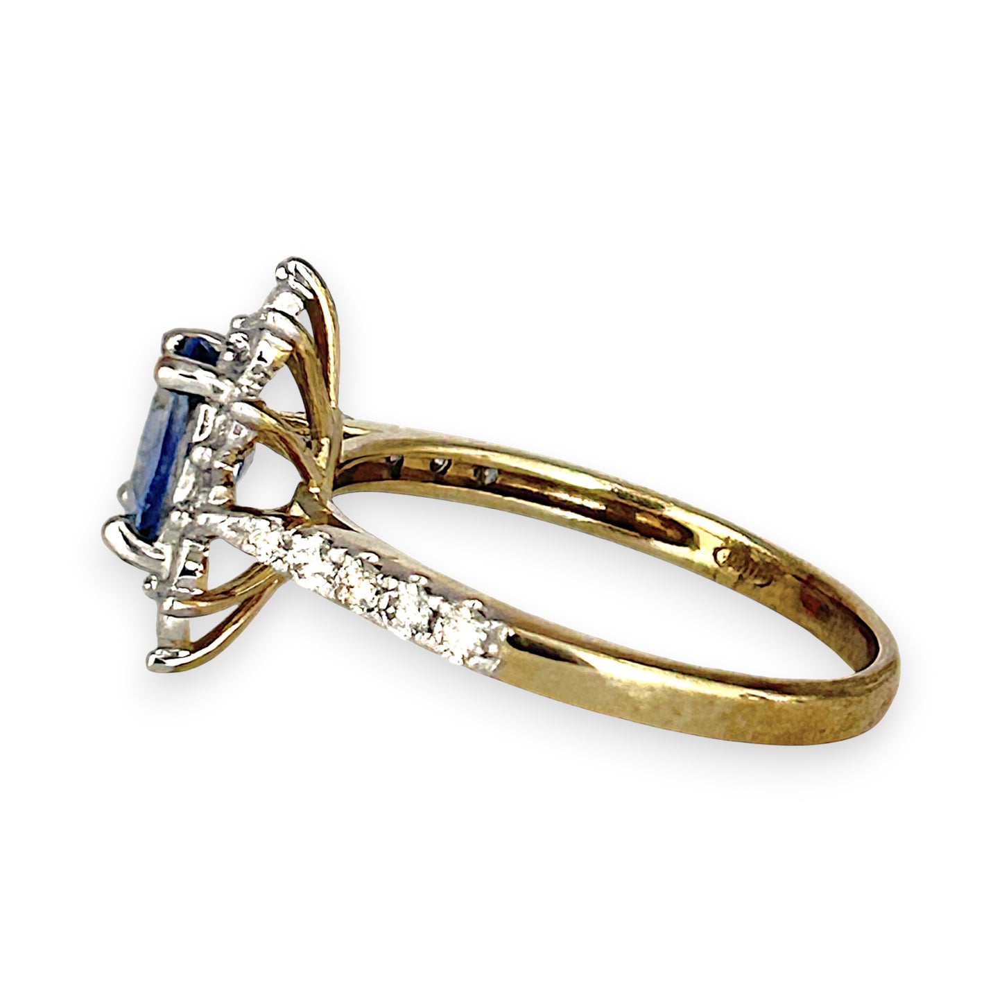 GOLD DEAL | 9ct (9K) Gold Refurbished Sapphire & Diamond Cluster Ring Size O Valuation $2,150