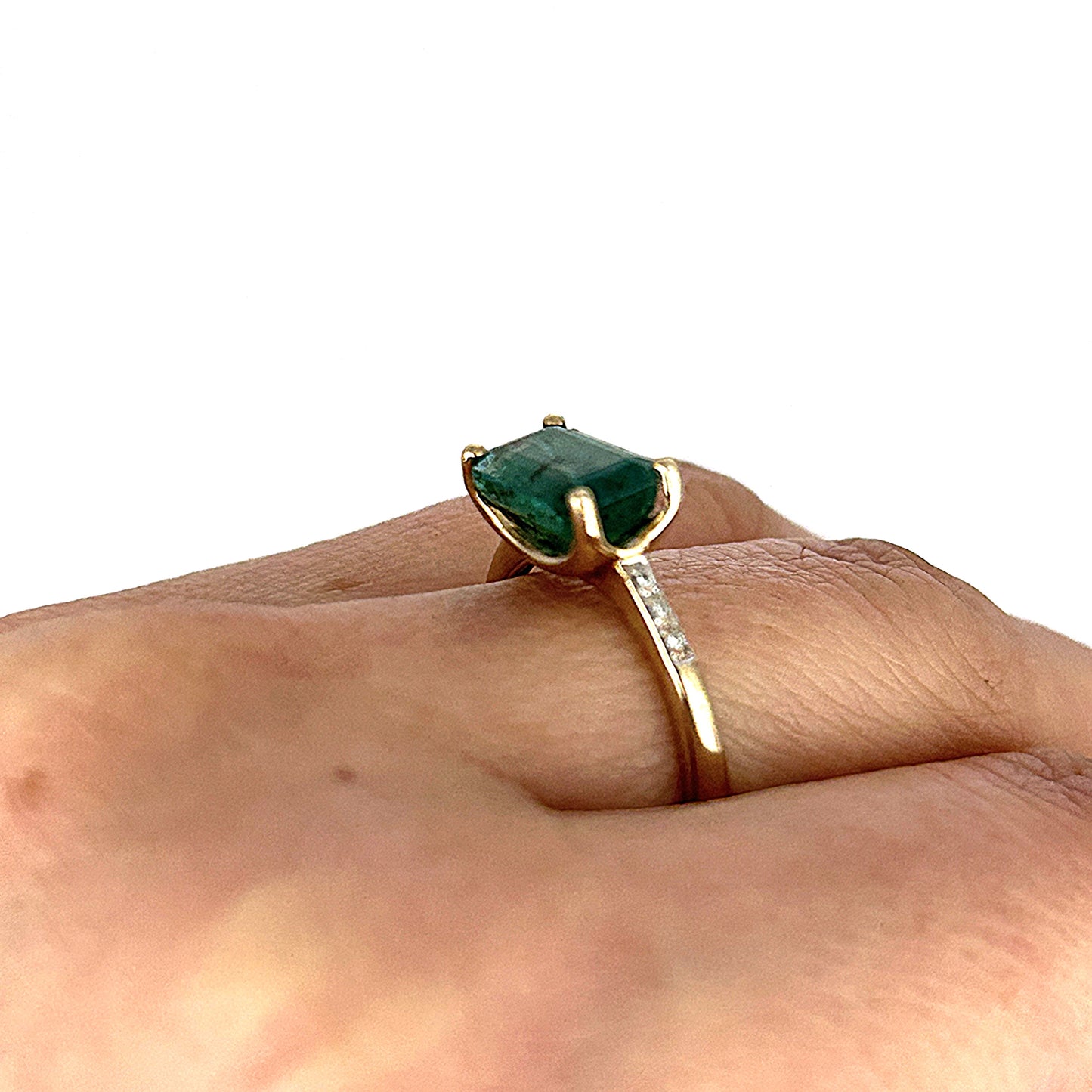 GOLD DEAL | 9ct (9K) Gold Regal Radiant Emerald & Diamond Dress Ring Valuation $3,300