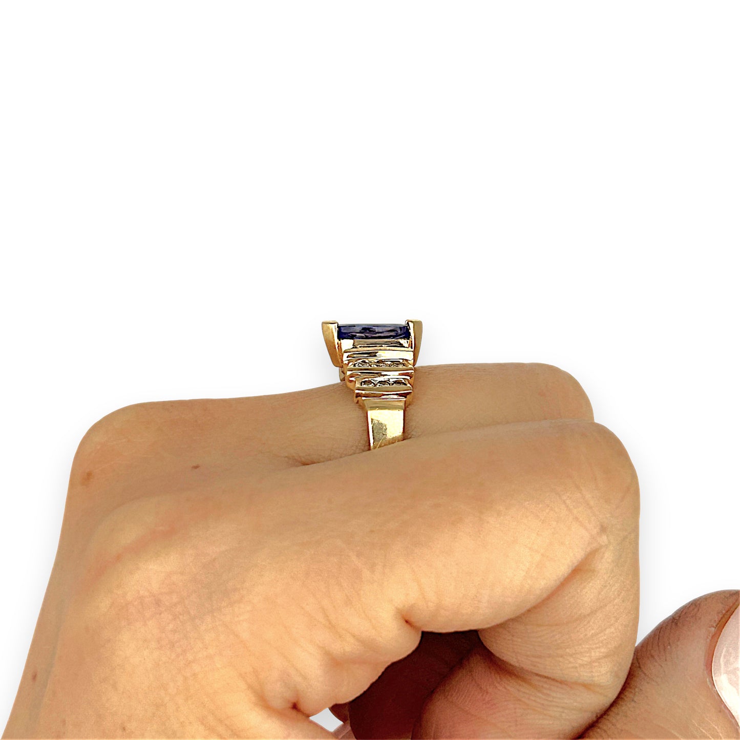 GOLD DEAL | 14ct Gold Bold Blue Tanzanite 1.00ct & Diamond 0.36ct Ring Valuation $6,237