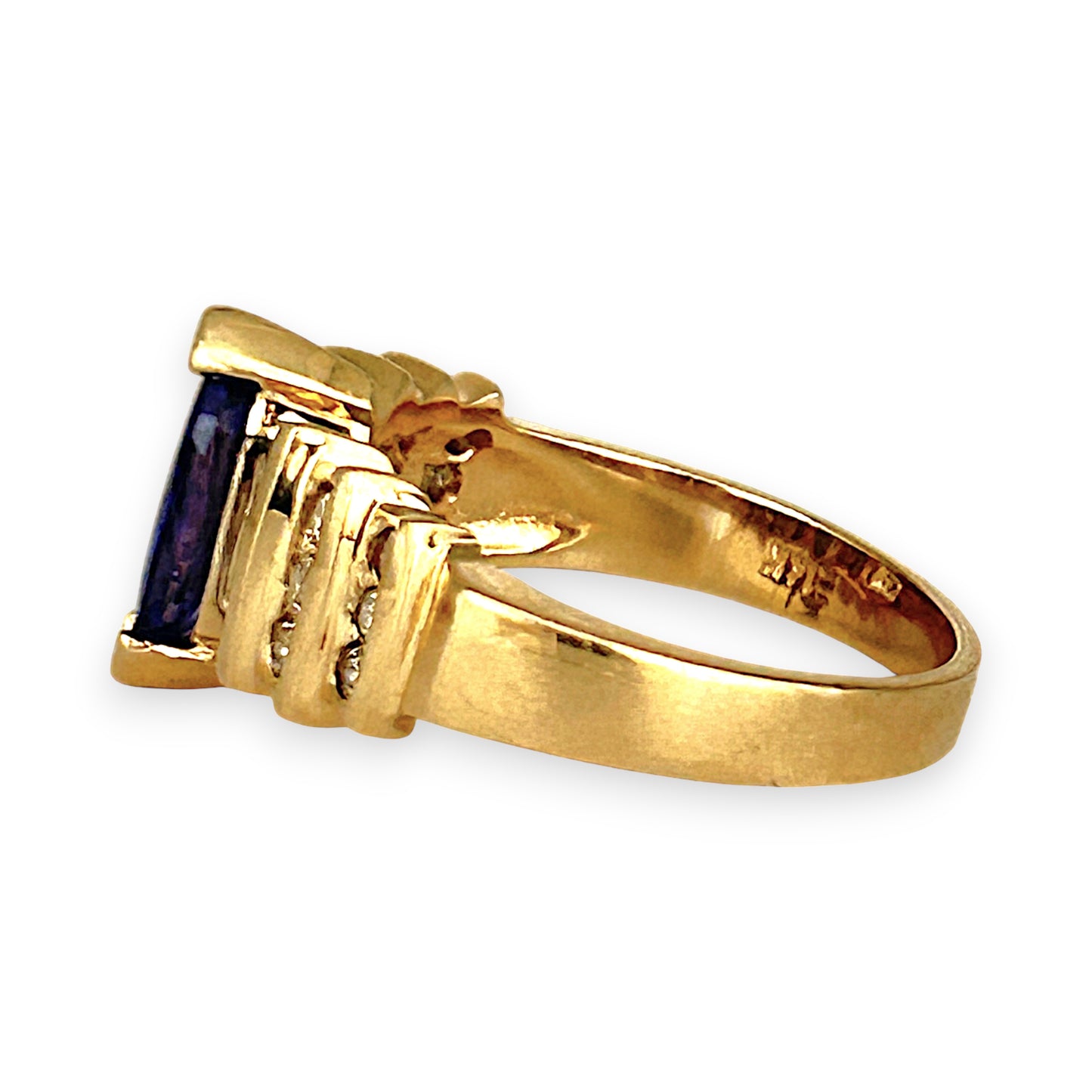 GOLD DEAL | 14ct Gold Bold Blue Tanzanite 1.00ct & Diamond 0.36ct Ring Valuation $6,237