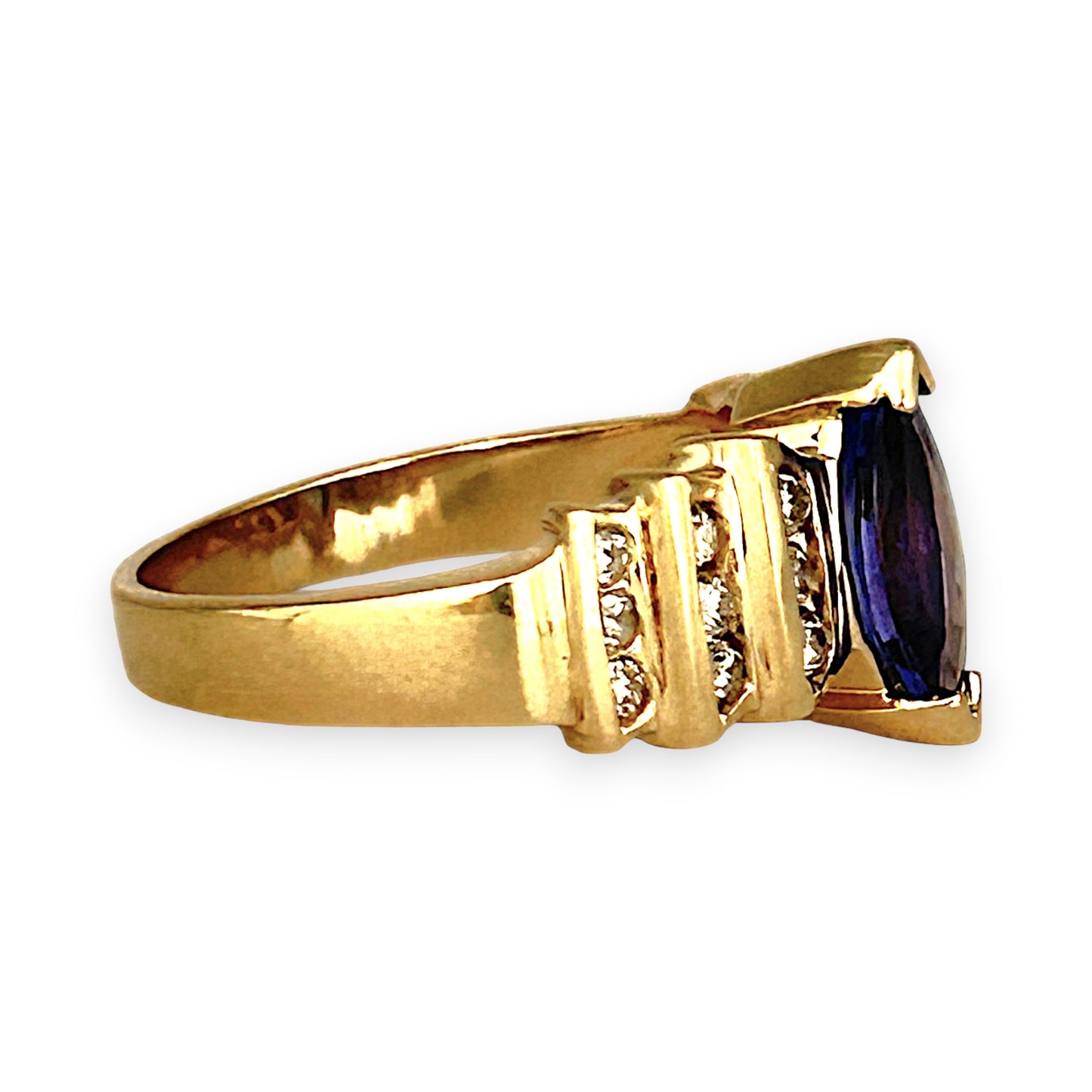 GOLD DEAL | 14ct Gold Bold Blue Tanzanite 1.00ct & Diamond 0.36ct Ring Valuation $6,237