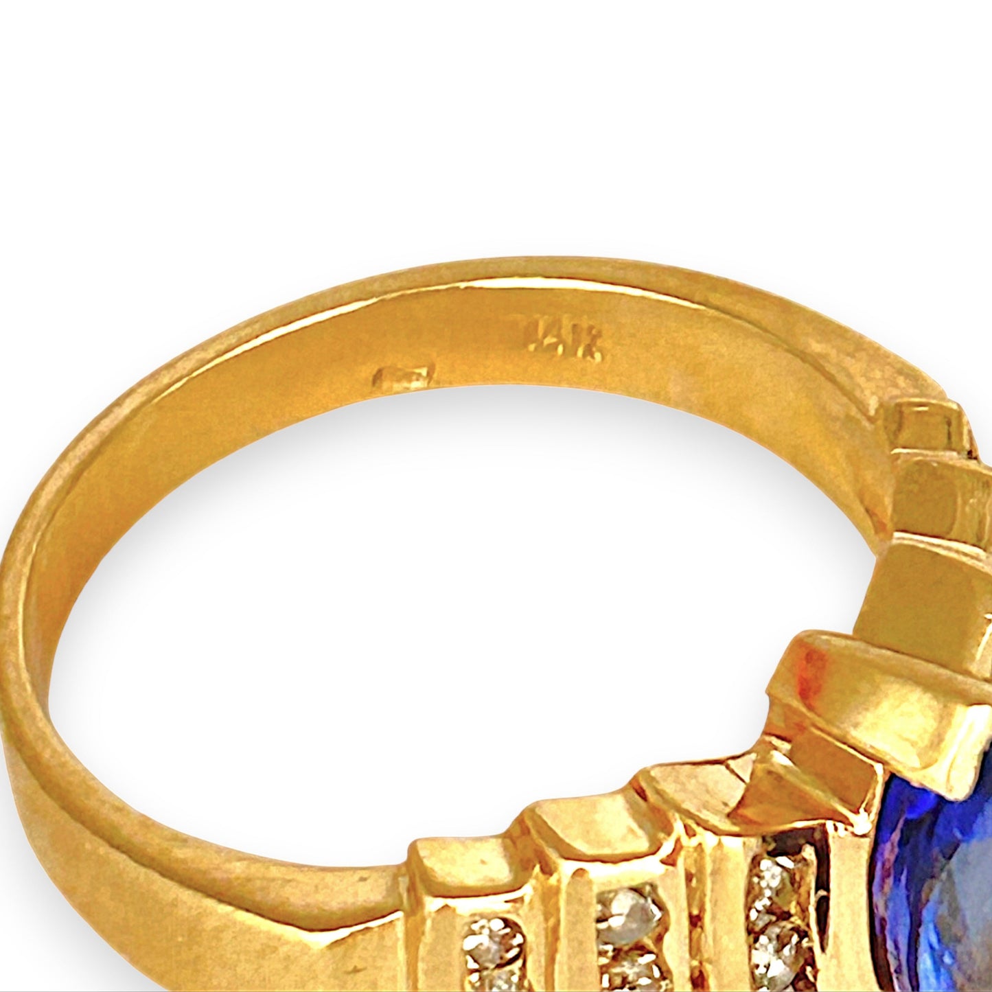 GOLD DEAL | 14ct Gold Bold Blue Tanzanite 1.00ct & Diamond 0.36ct Ring Valuation $6,237