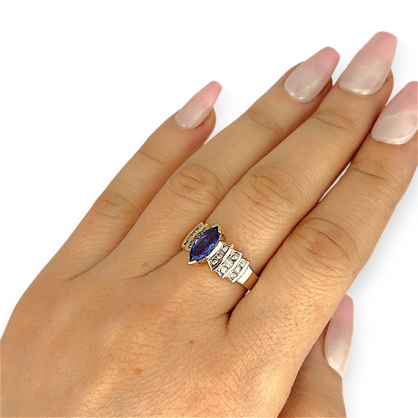 GOLD DEAL | 14ct Gold Bold Blue Tanzanite 1.00ct & Diamond 0.36ct Ring Valuation $6,237