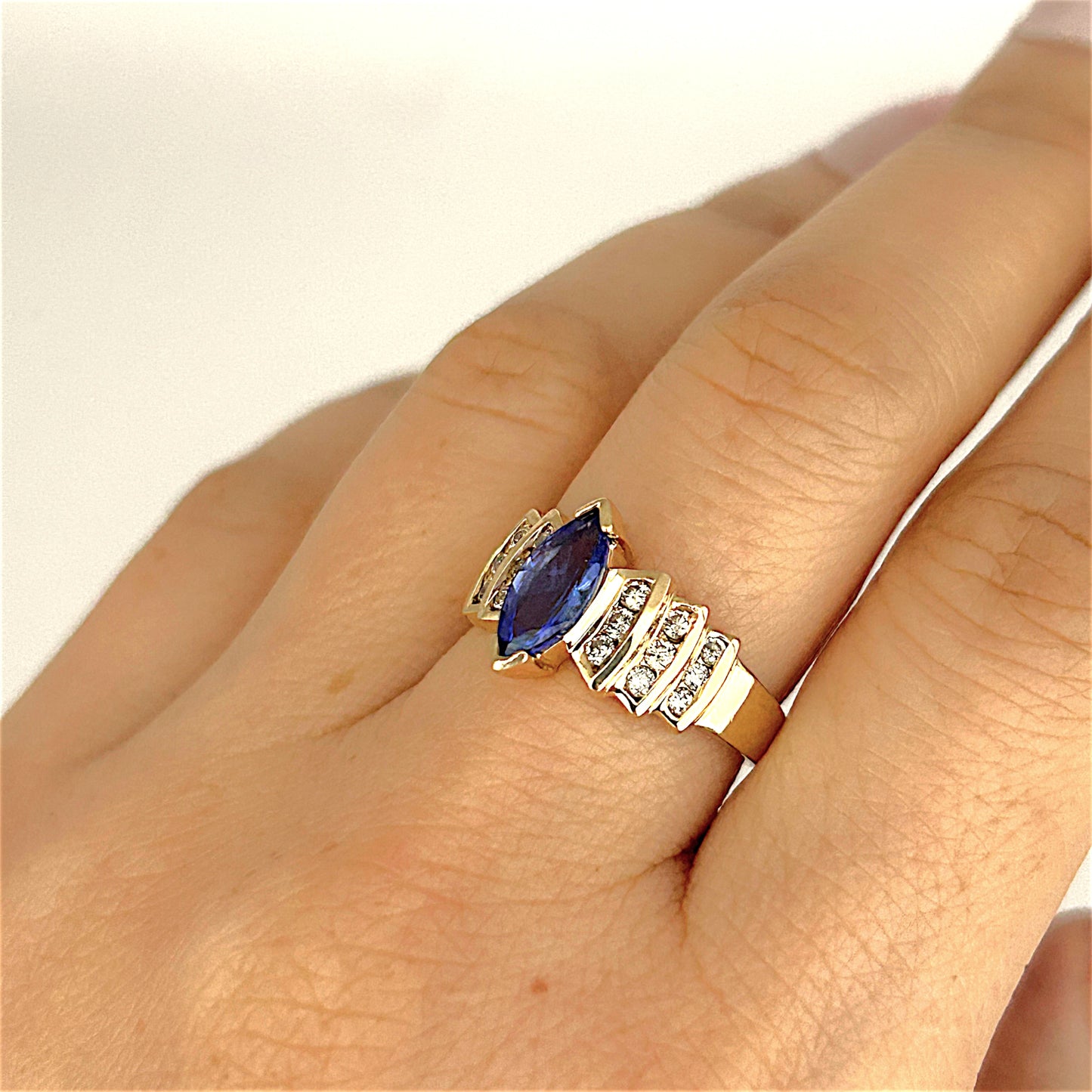 GOLD DEAL | 14ct Gold Bold Blue Tanzanite 1.00ct & Diamond 0.36ct Ring Valuation $6,237