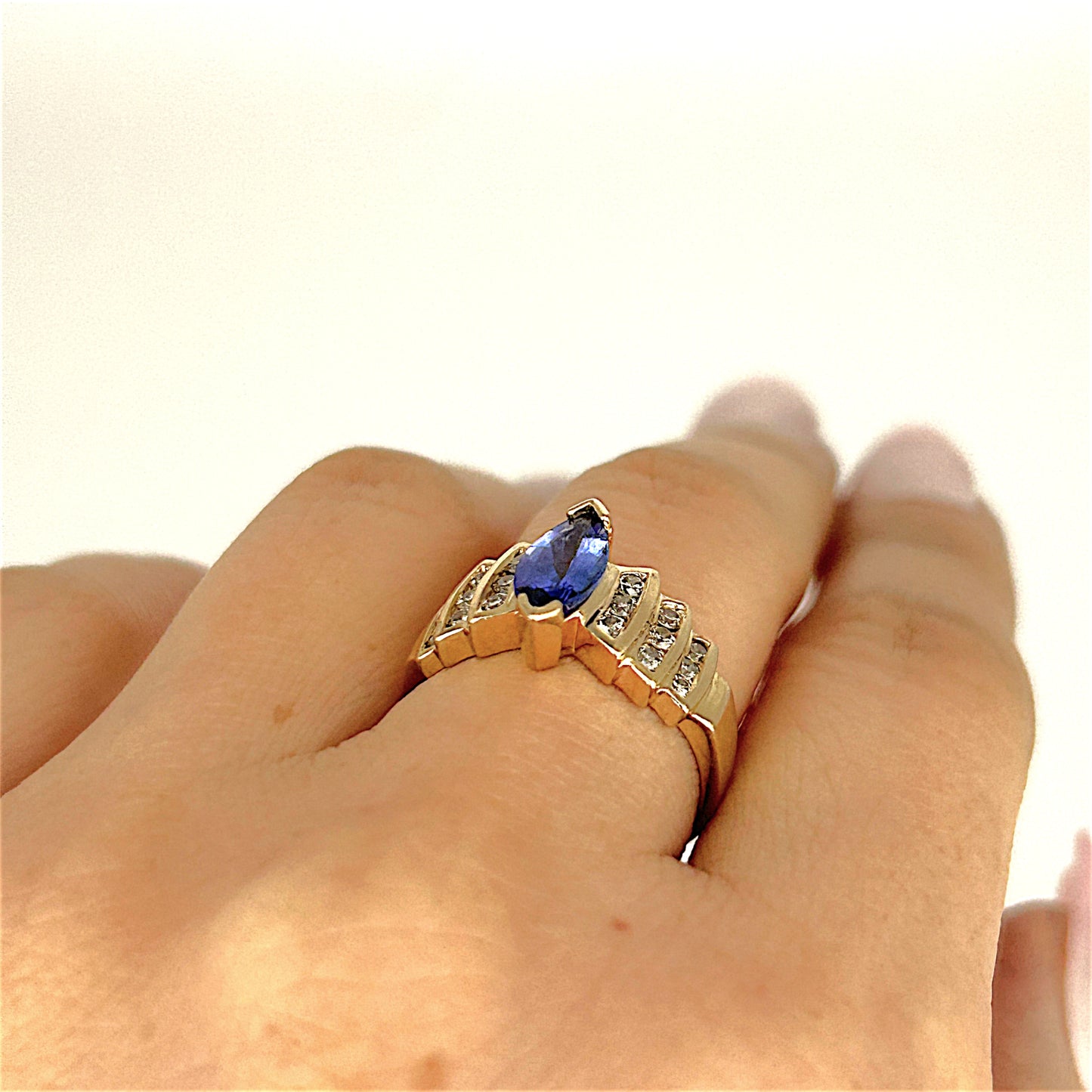 GOLD DEAL | 14ct Gold Bold Blue Tanzanite 1.00ct & Diamond 0.36ct Ring Valuation $6,237