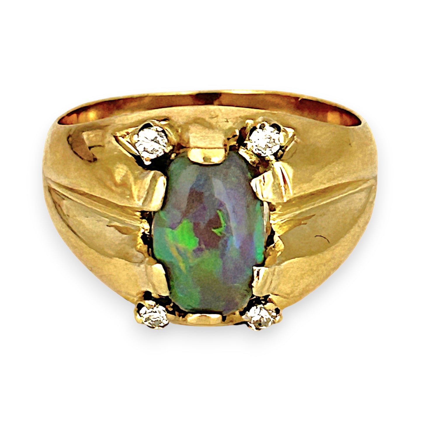 GOLD DEAL | 18ct (18K) Gold Serene Sparkle Oval Opal & Diamond Ring Valuation $10,750