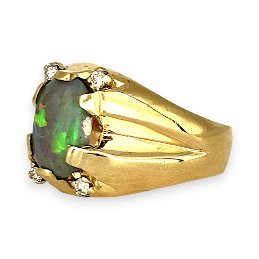 GOLD DEAL | 18ct (18K) Gold Serene Sparkle Oval Opal & Diamond Ring Valuation $10,750