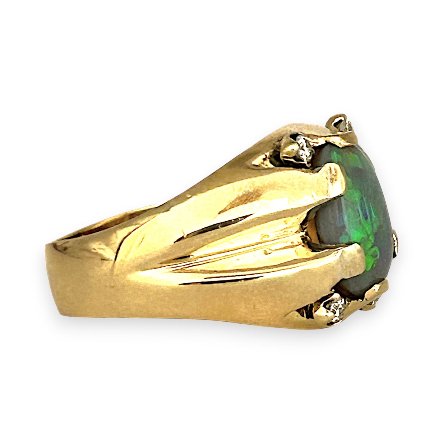 GOLD DEAL | 18ct (18K) Gold Serene Sparkle Oval Opal & Diamond Ring Valuation $10,750