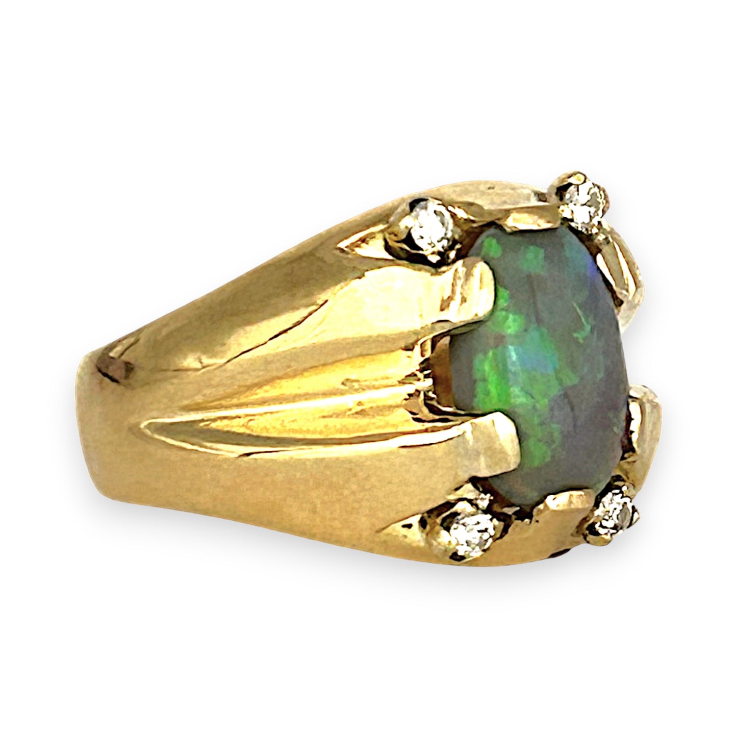 GOLD DEAL | 18ct (18K) Gold Serene Sparkle Oval Opal & Diamond Ring Valuation $10,750