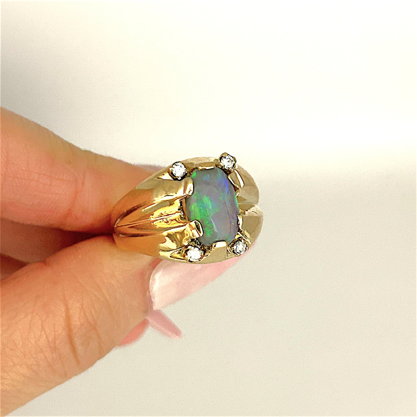 GOLD DEAL | 18ct (18K) Gold Serene Sparkle Oval Opal & Diamond Ring Valuation $10,750