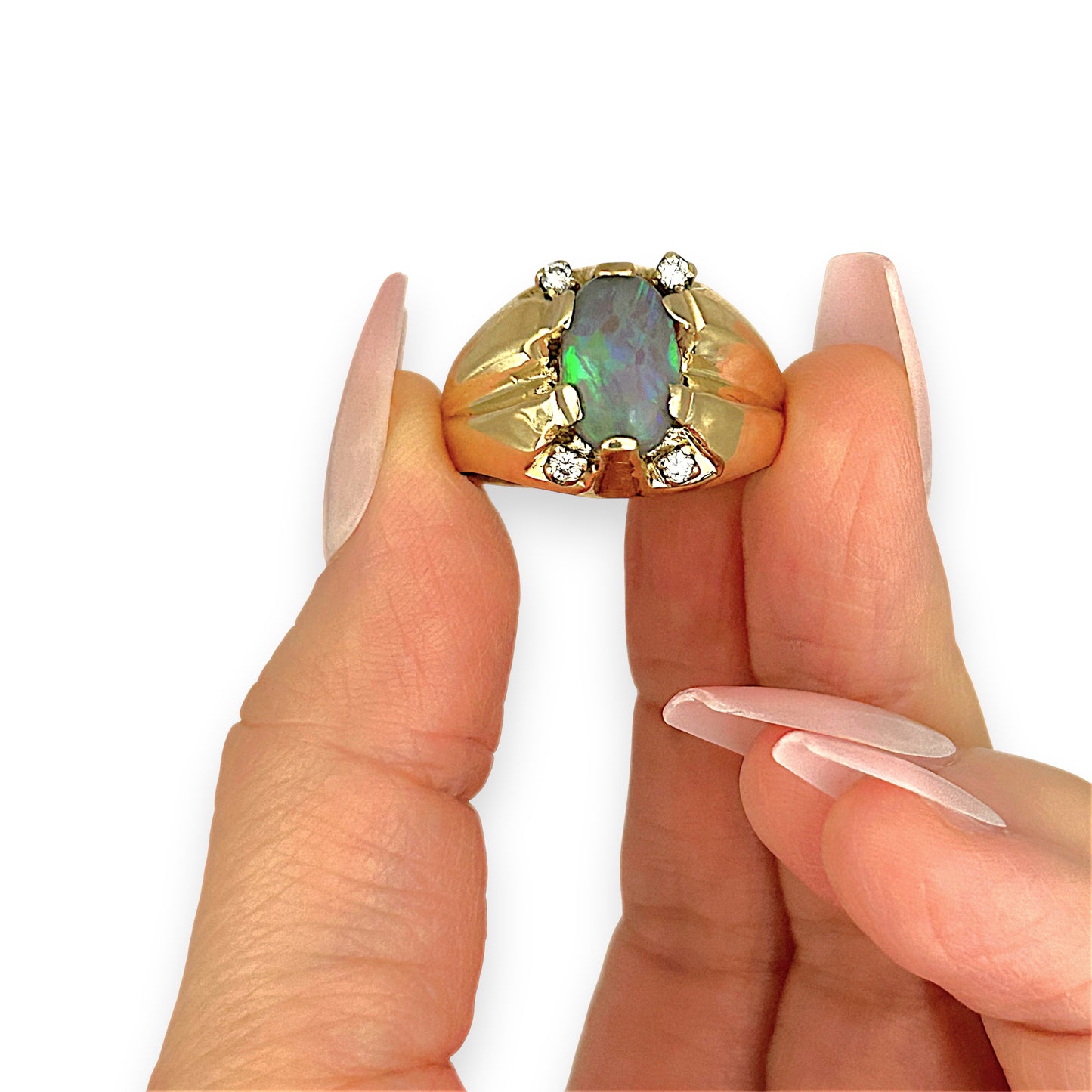 GOLD DEAL | 18ct (18K) Gold Serene Sparkle Oval Opal & Diamond Ring Valuation $10,750