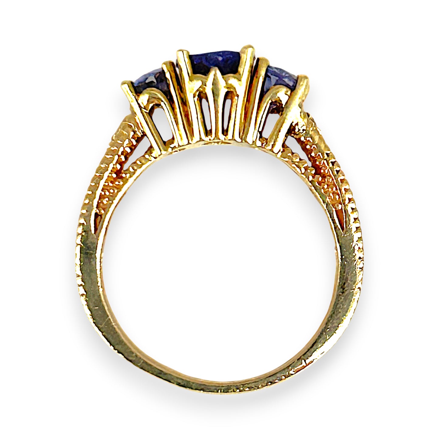 GOLD DEAL | 14ct Gold Luxurious Tri Tanzanite 2.0ct & Diamond Ring Valuation $5,456