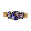 XMAS DEAL | 14kt Gold Luxurious Tri Tanzanite 2.0ct & Diamond Ring Valuation $5,456