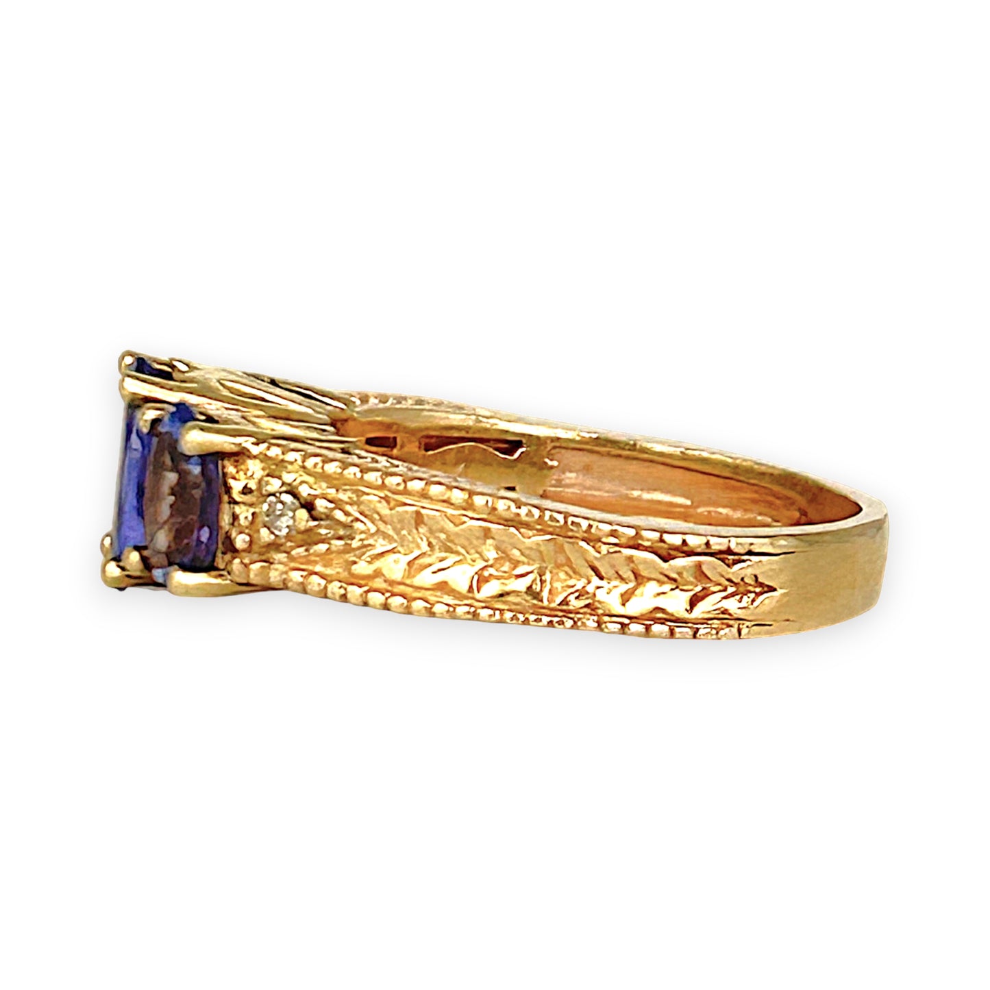 GOLD DEAL | 14ct Gold Luxurious Tri Tanzanite 2.0ct & Diamond Ring Valuation $5,456
