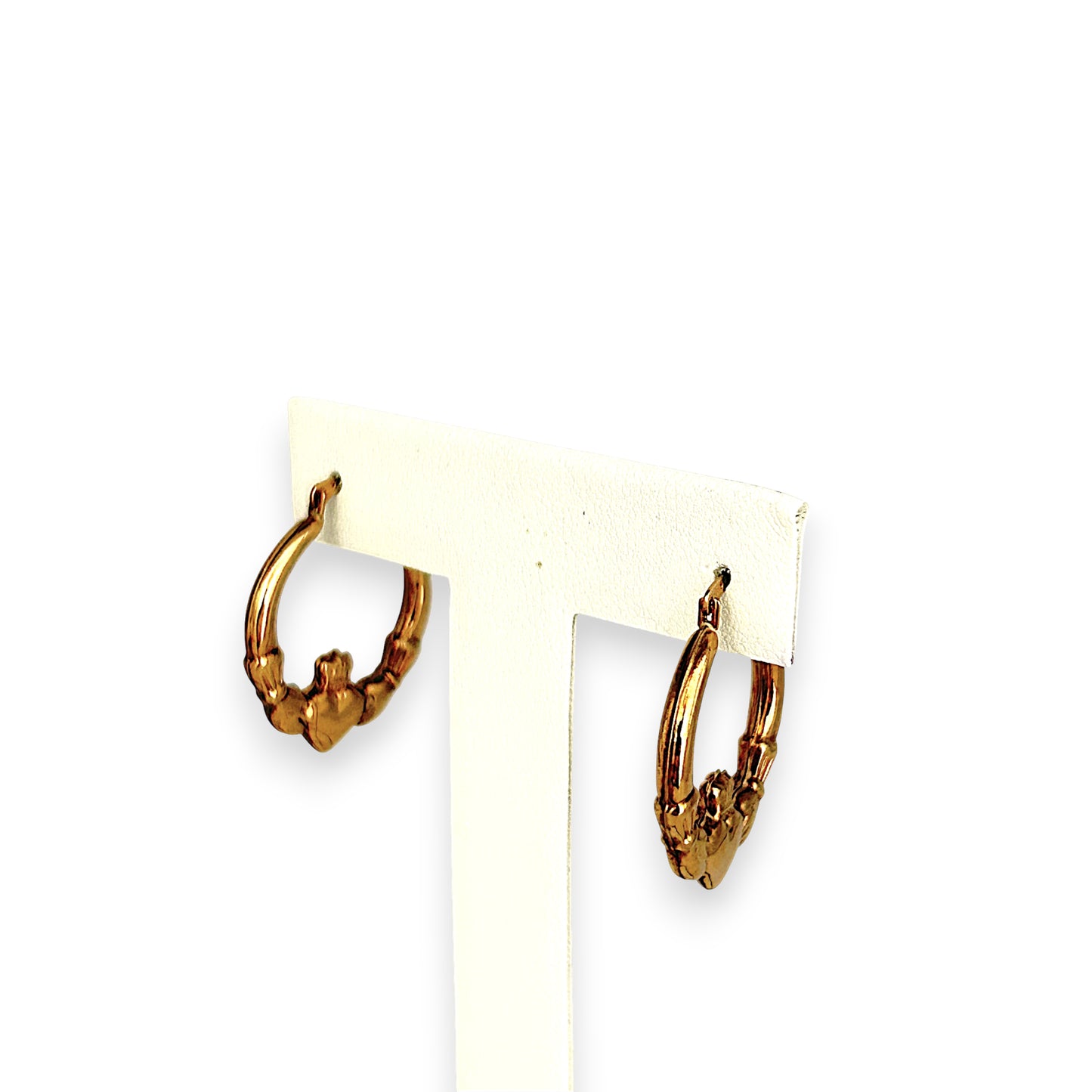 GOLD DEAL | 9ct Gold Claddagh Hoop Earrings – Symbols of Love, Loyalty & Friendship
