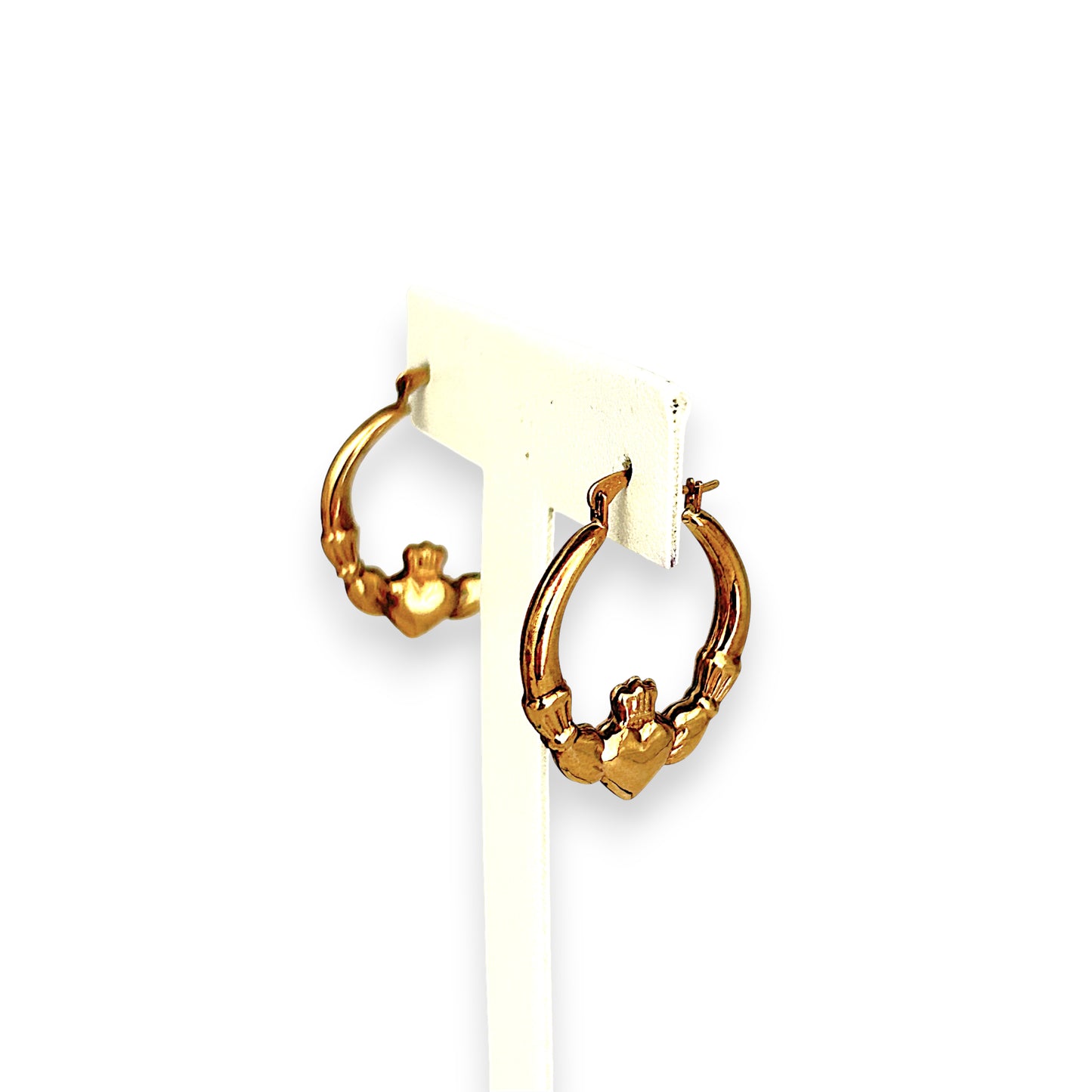 GOLD DEAL | 9ct Gold Claddagh Hoop Earrings – Symbols of Love, Loyalty & Friendship