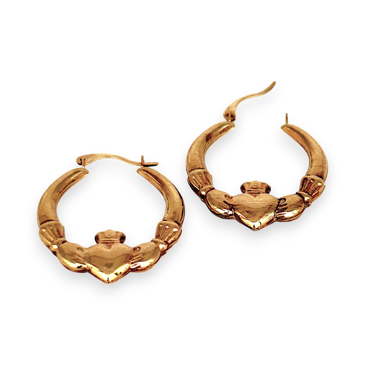 GOLD DEAL | 9ct Gold Claddagh Hoop Earrings – Symbols of Love, Loyalty & Friendship