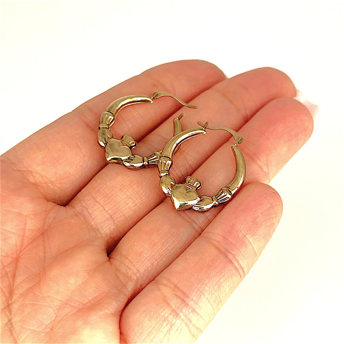 GOLD DEAL | 9ct Gold Claddagh Hoop Earrings – Symbols of Love, Loyalty & Friendship