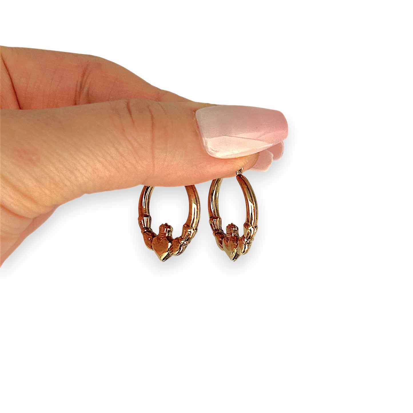 GOLD DEAL | 9ct Gold Claddagh Hoop Earrings – Symbols of Love, Loyalty & Friendship