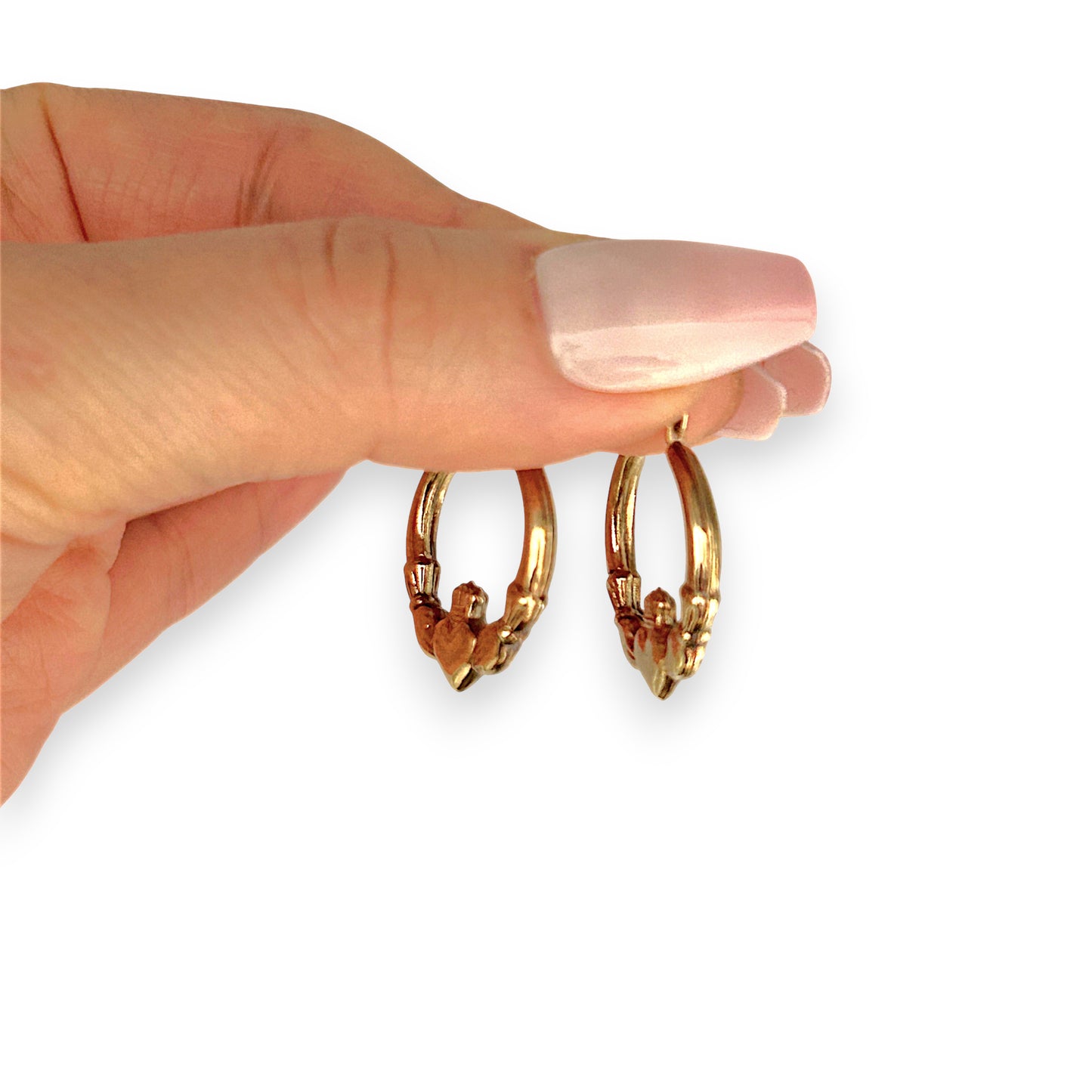 GOLD DEAL | 9ct Gold Claddagh Hoop Earrings – Symbols of Love, Loyalty & Friendship