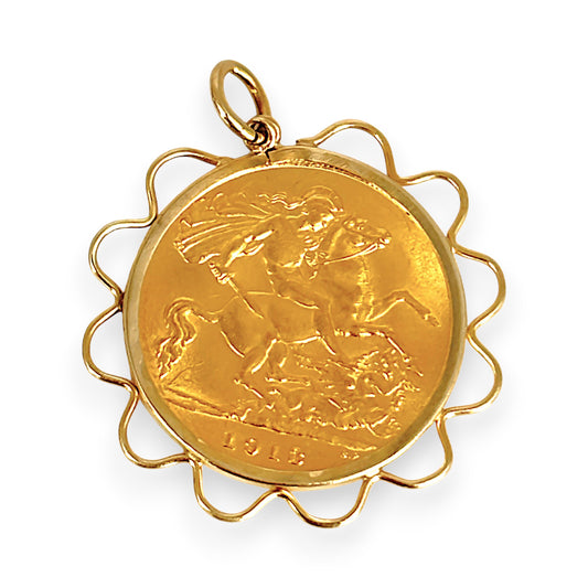 GOLD DEAL | 1913 Half Sovereign Georgivs V D.G. Britt Gold Pendant
