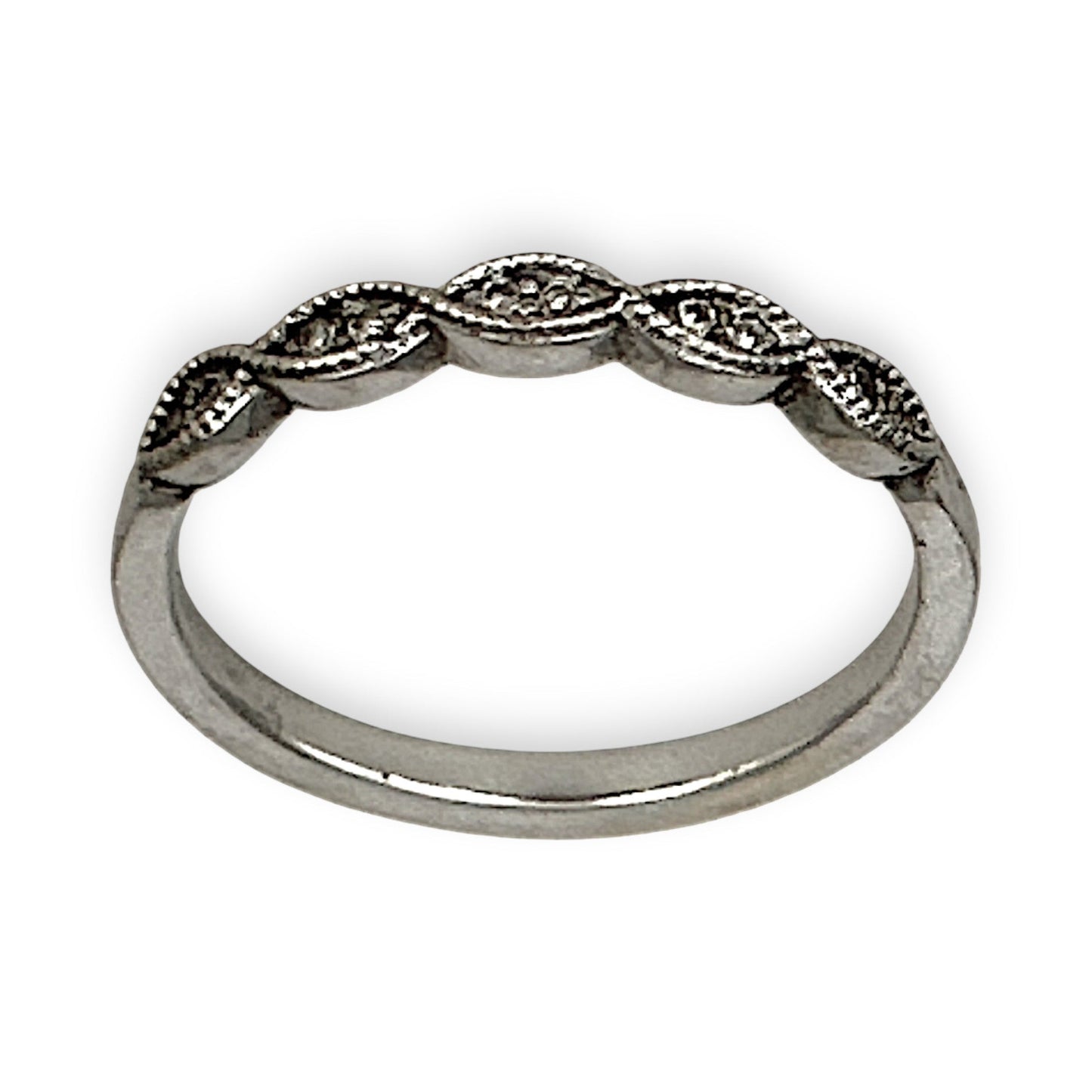 GOLD DEAL | 9ct White Gold Diamond Ring with Vintage Marquise Rhythm