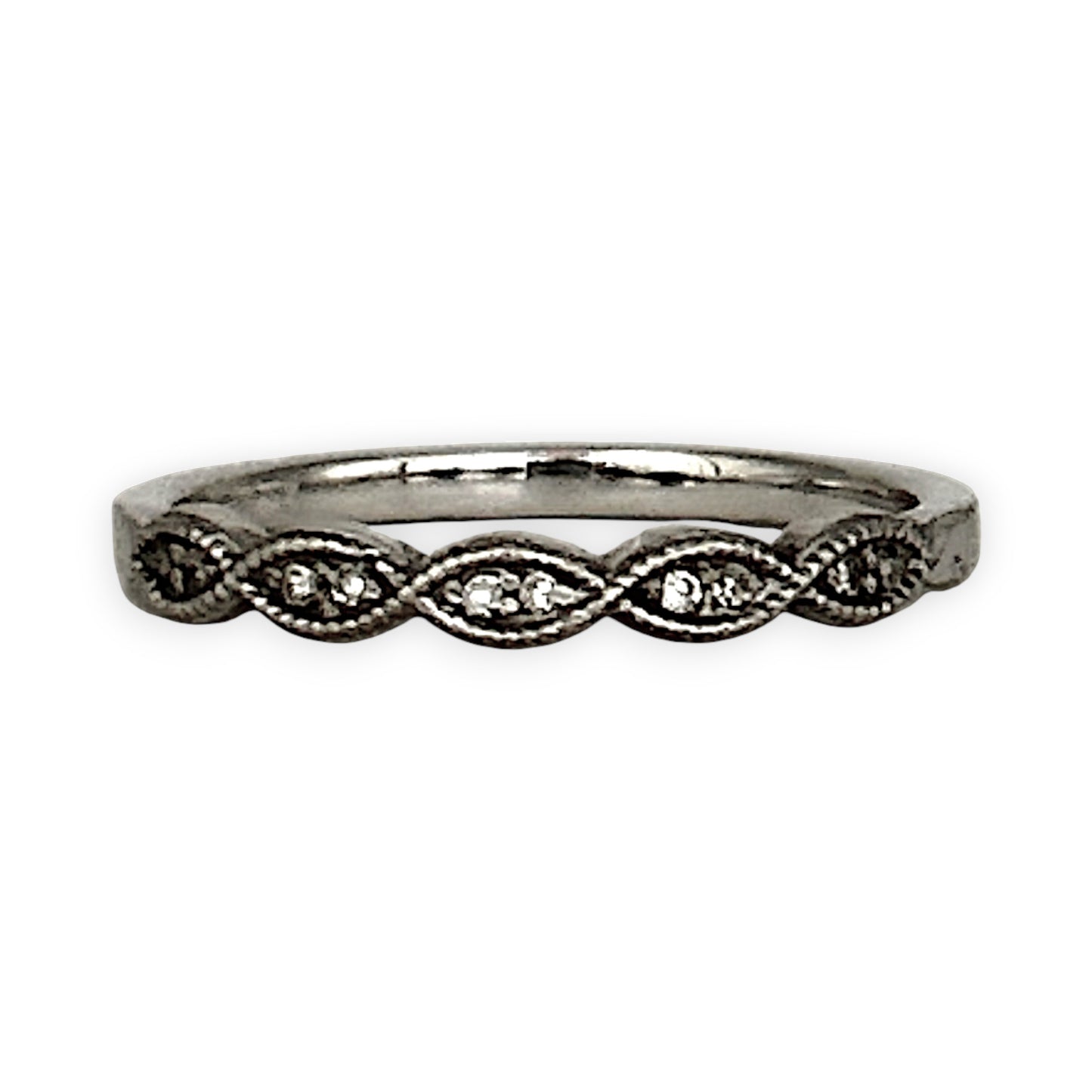 GOLD DEAL | 9ct White Gold Diamond Ring with Vintage Marquise Rhythm