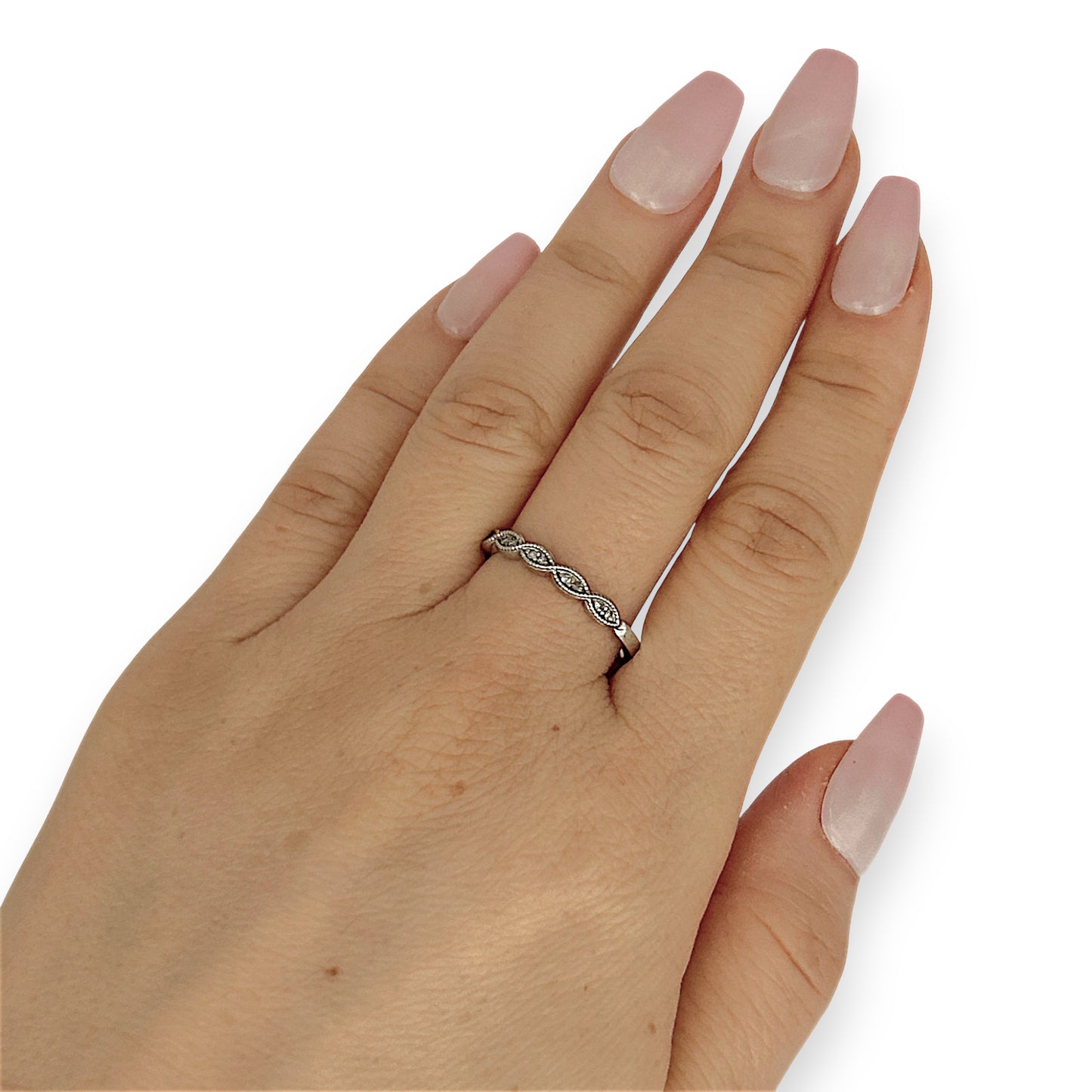 GOLD DEAL | 9ct White Gold Diamond Ring with Vintage Marquise Rhythm