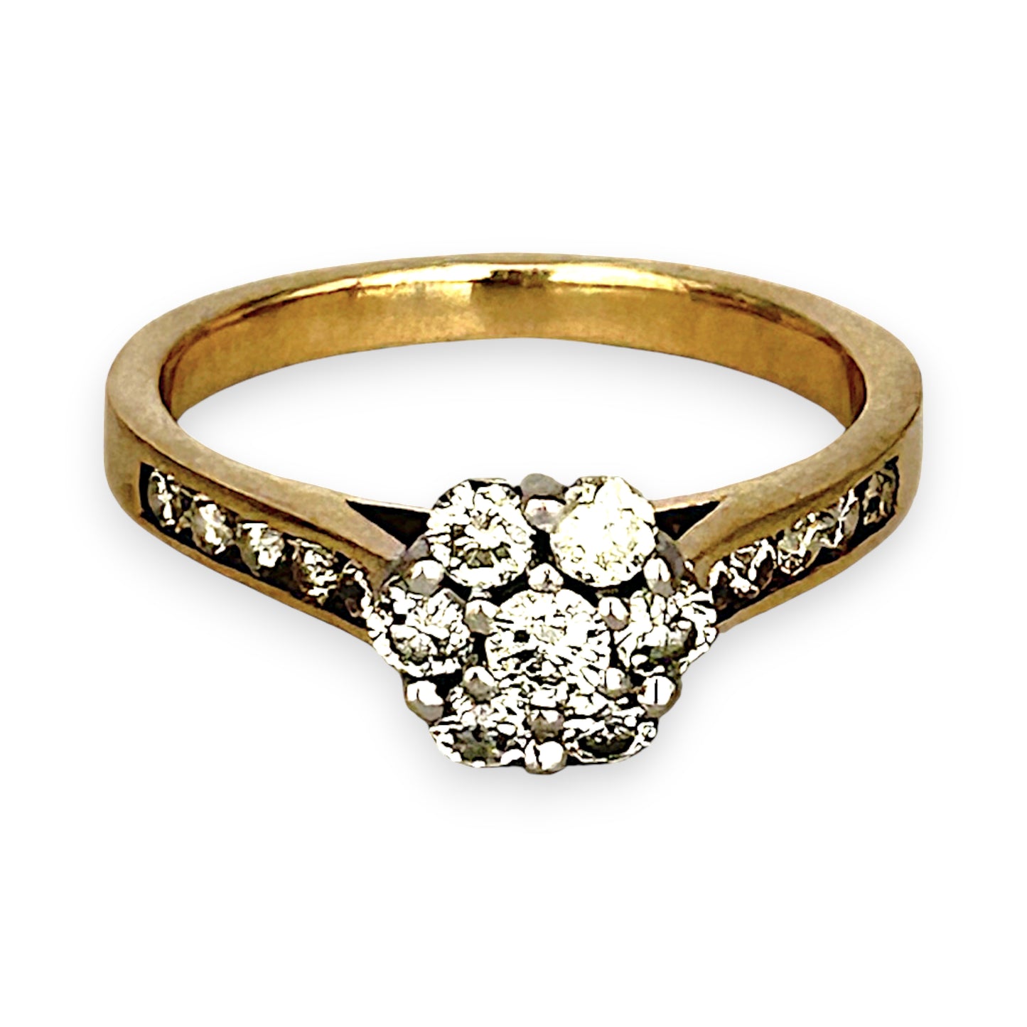 GOLD DEAL | 9ct (9K) Gold Diamond Floral Cluster Ring Valuation TDW 0.70ct $3,000