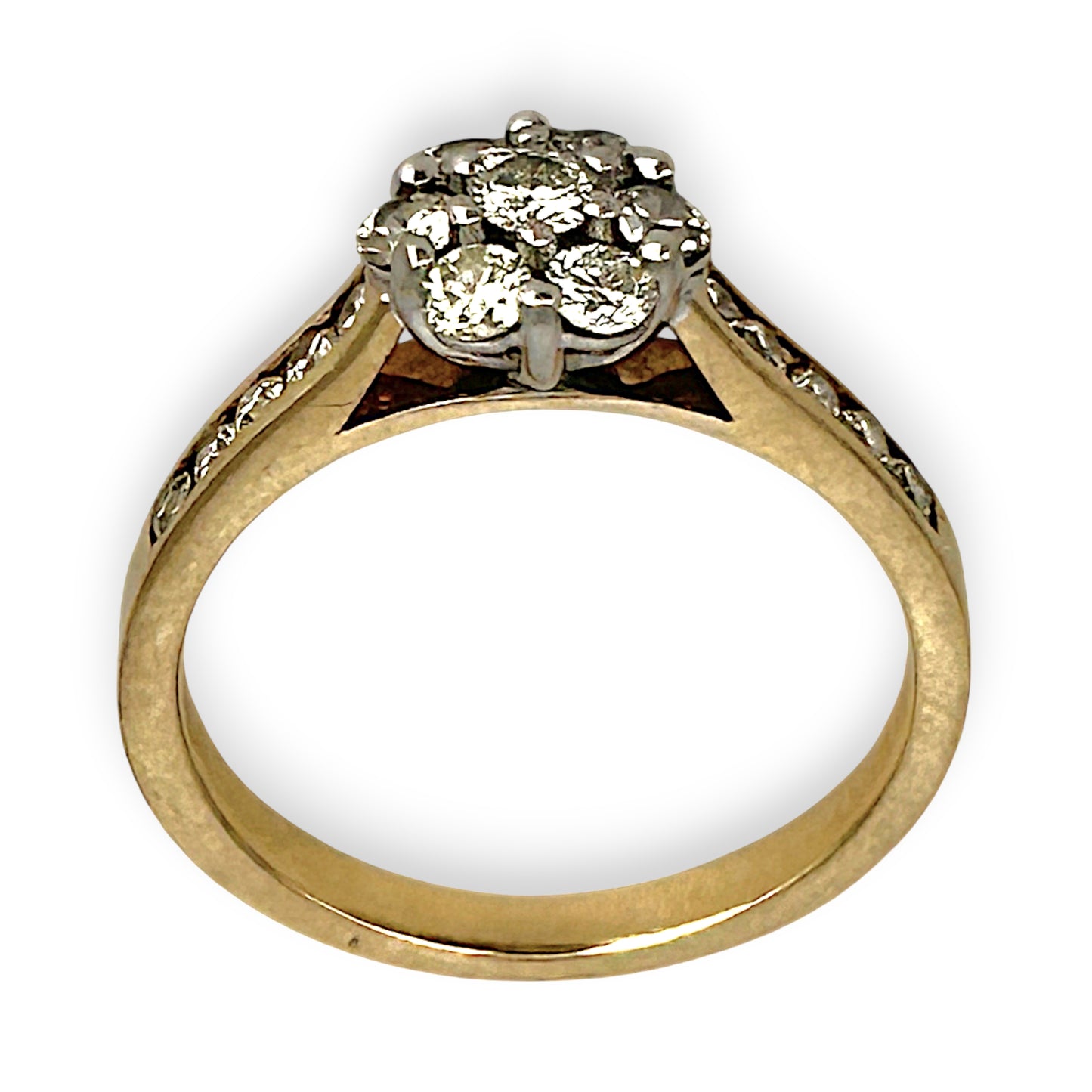 GOLD DEAL | 9ct (9K) Gold Diamond Floral Cluster Ring Valuation TDW 0.70ct $3,000