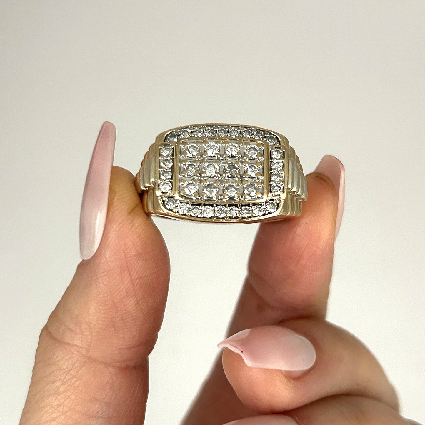 GOLD DEAL | 10ct (10K) Y/W Gold MICHAEL HILL Regal Grid Diamond 1.00ct Statement Ring