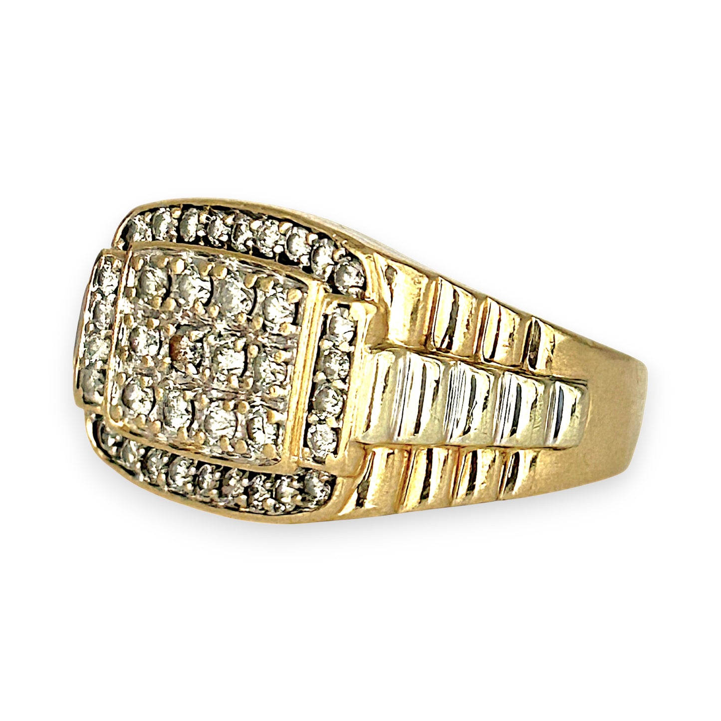 GOLD DEAL | 10ct (10K) Y/W Gold MICHAEL HILL Regal Grid Diamond 1.00ct Statement Ring